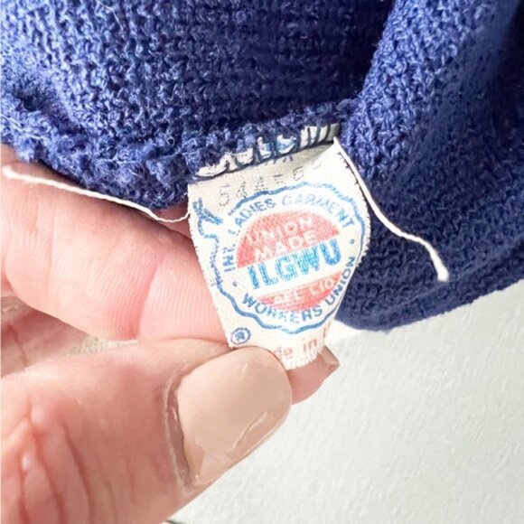 ✅ VINTAGE NAVY AND WHITE PENCIL SKIRT ILGWU TAG SIZE MEDIUM - Picture 7 of 7